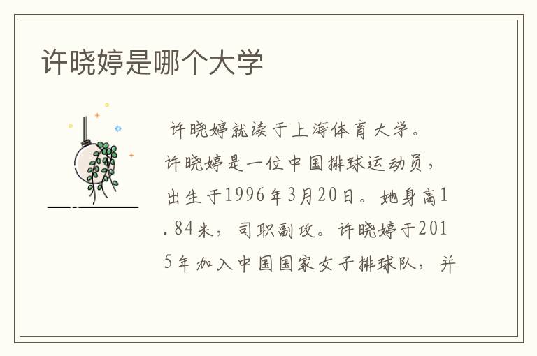许晓婷是哪个大学