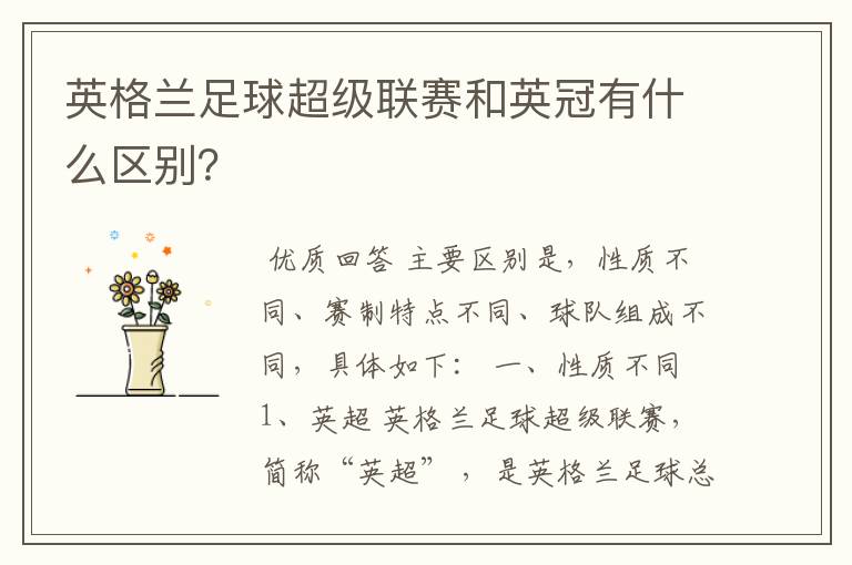 英格兰足球超级联赛和英冠有什么区别？