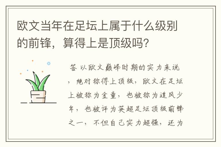 欧文当年在足坛上属于什么级别的前锋,算得上是顶级吗?