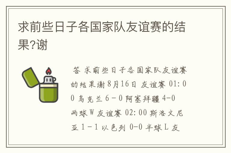 求前些日子各国家队友谊赛的结果?谢
