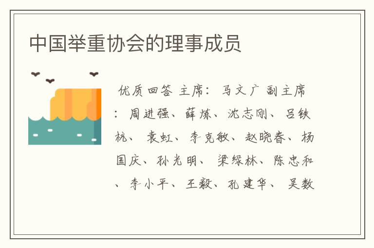 中国举重协会的理事成员