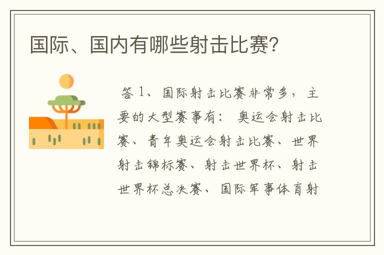 国际、国内有哪些射击比赛?