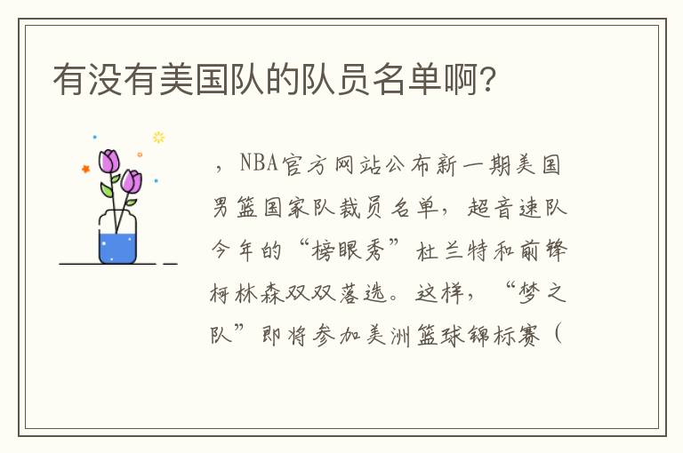 有没有美国队的队员名单啊?