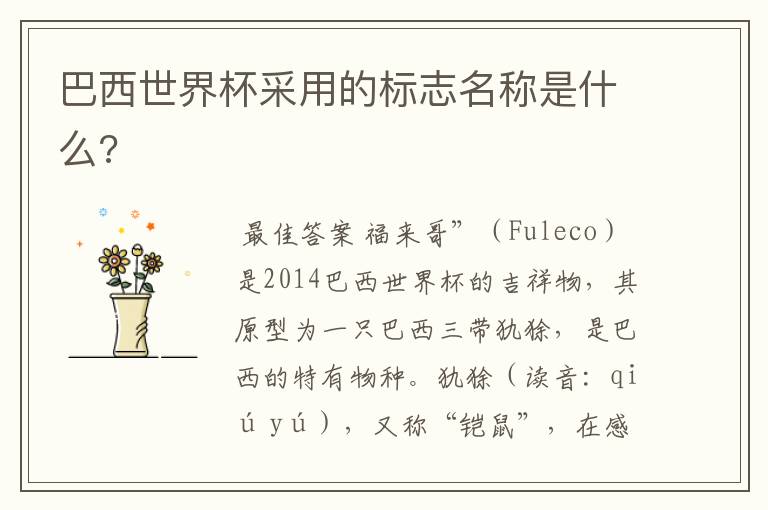 巴西世界杯采用的标志名称是什么?