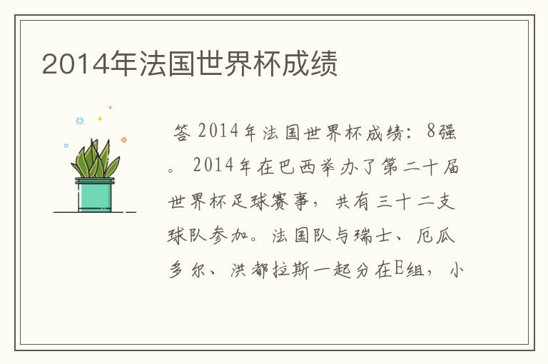 2014年法国世界杯成绩