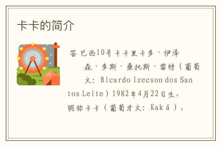 卡卡的简介