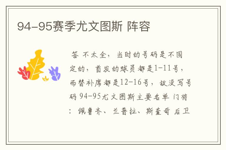 94-95赛季尤文图斯 阵容