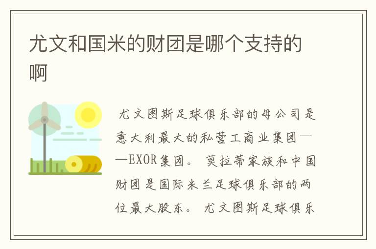 尤文和国米的财团是哪个支持的啊