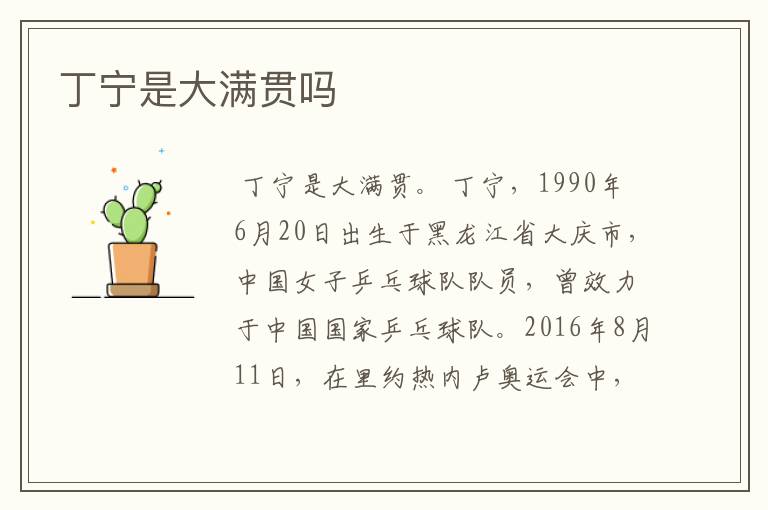 丁宁是大满贯吗