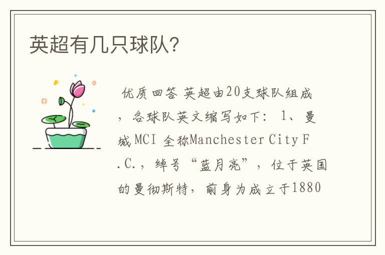 英超有几只球队?
