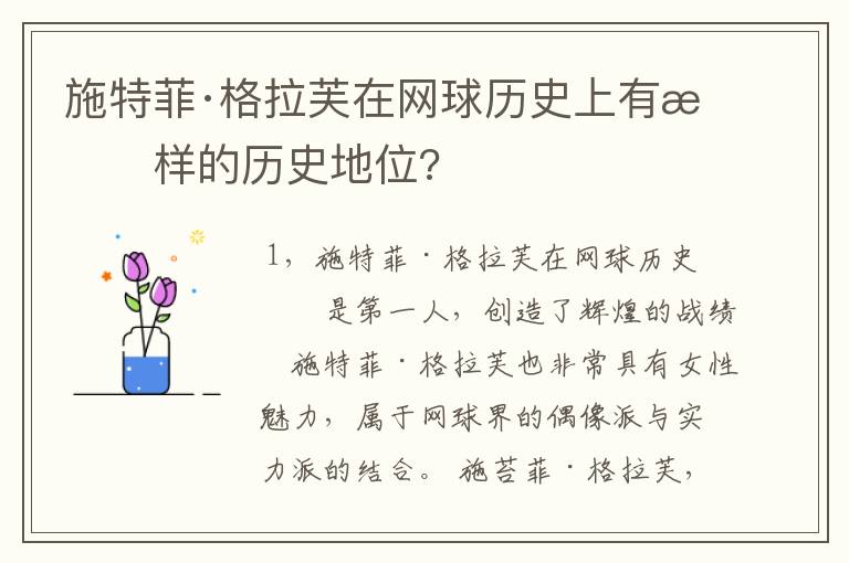 施特菲·格拉芙在网球历史上有怎样的历史地位?