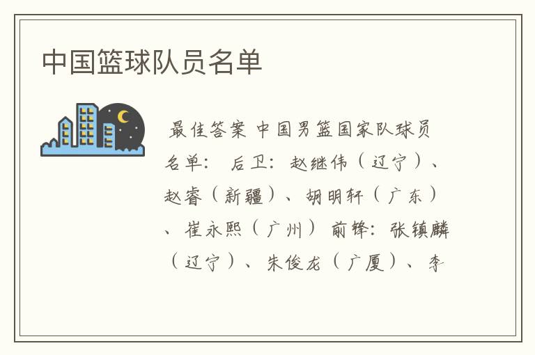 中国篮球队员名单