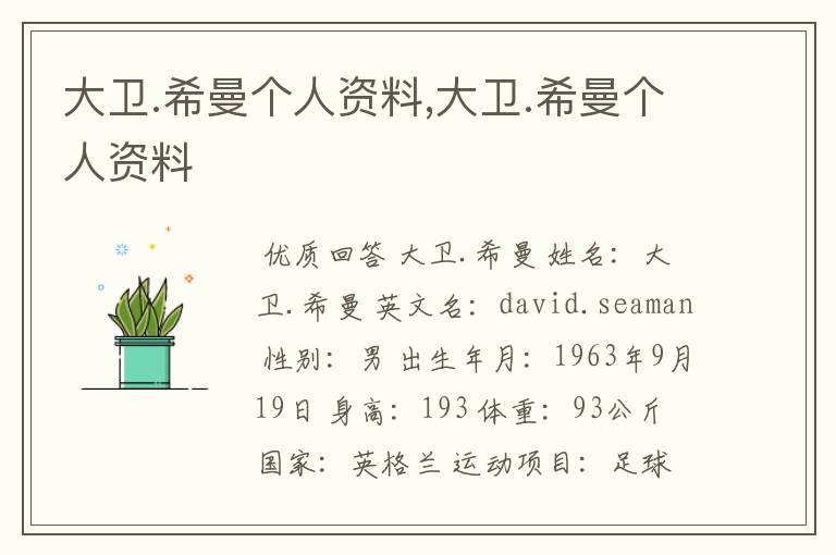 大卫.希曼个人资料,大卫.希曼个人资料