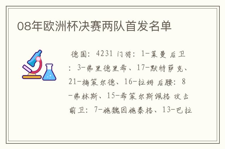 08年欧洲杯决赛两队首发名单