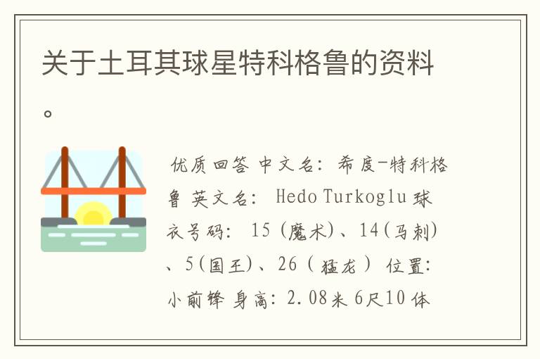 关于土耳其球星特科格鲁的资料。