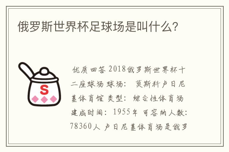 俄罗斯世界杯足球场是叫什么？