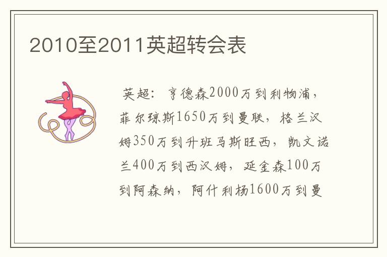 2010至2011英超转会表