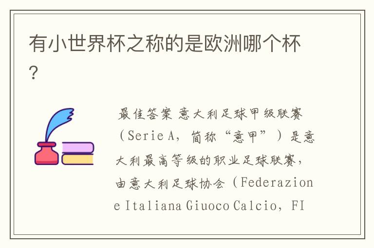 有小世界杯之称的是欧洲哪个杯?