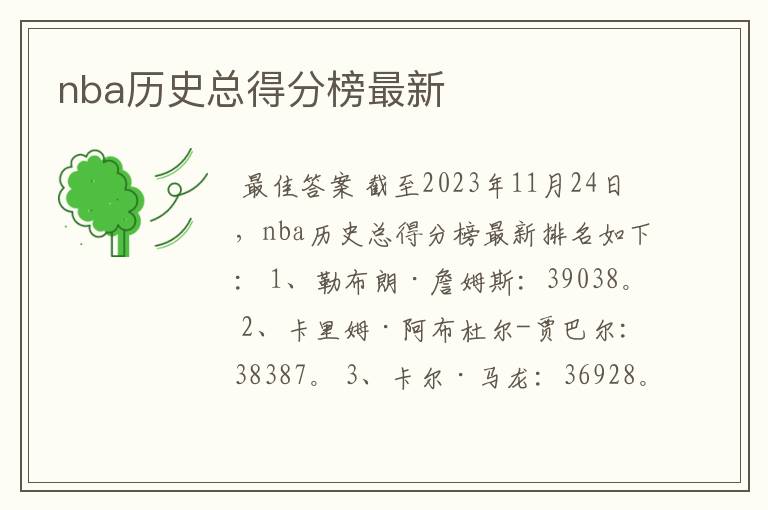 nba历史总得分榜最新