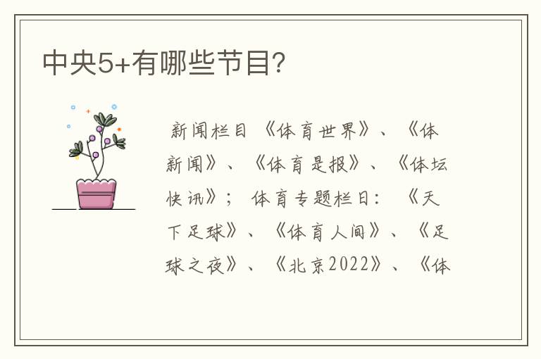 中央5+有哪些节目？
