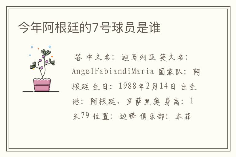 今年阿根廷的7号球员是谁