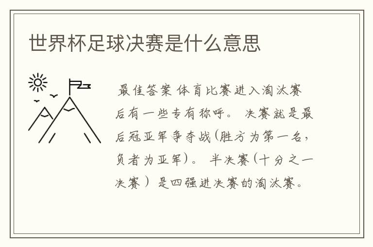 世界杯足球决赛是什么意思