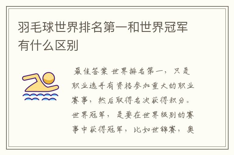 羽毛球世界排名第一和世界冠军有什么区别