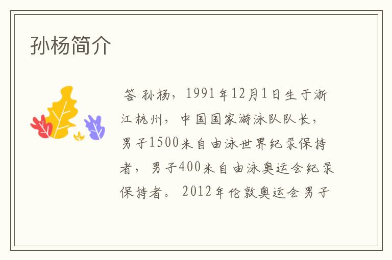 孙杨简介