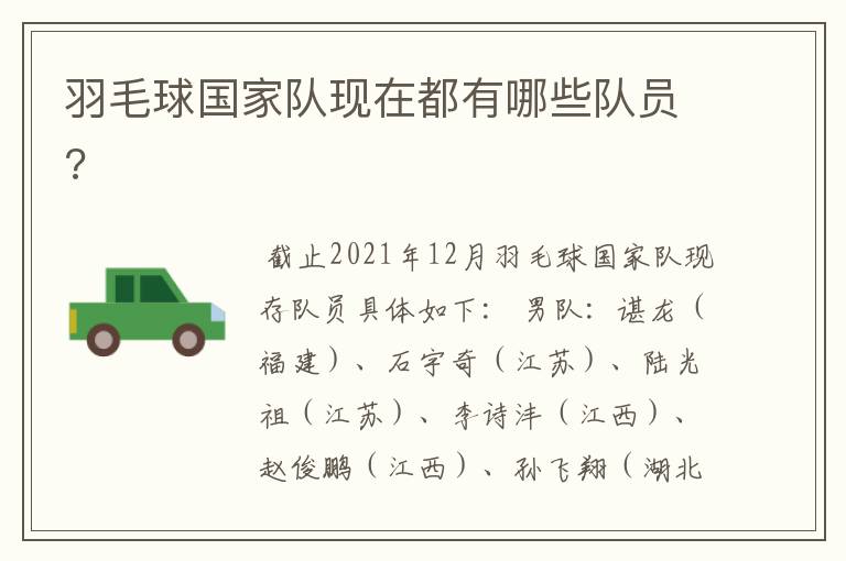 羽毛球国家队现在都有哪些队员?