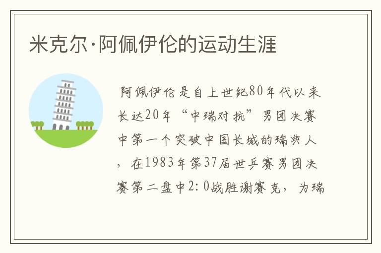 米克尔·阿佩伊伦的运动生涯