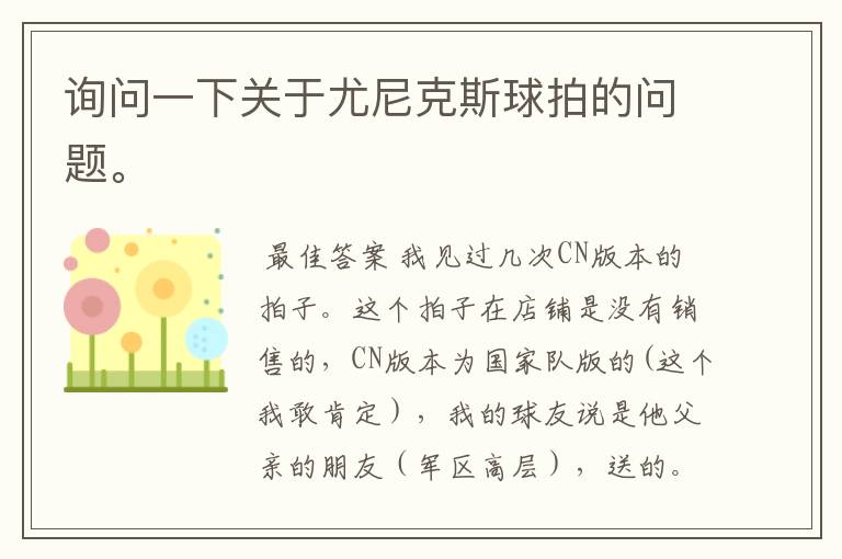 询问一下关于尤尼克斯球拍的问题。