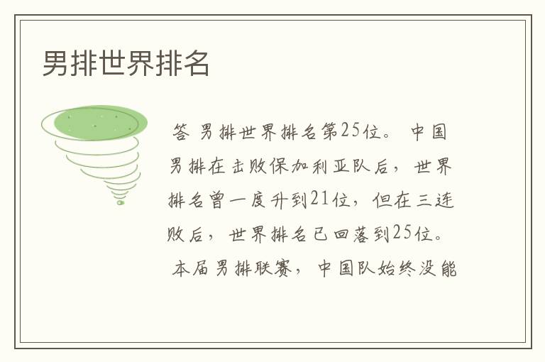 男排世界排名