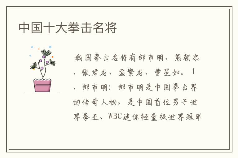 中国十大拳击名将