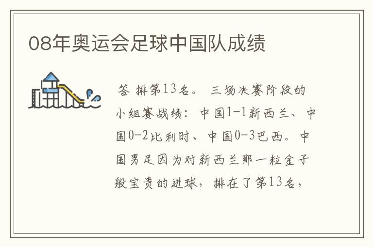 08年奥运会足球中国队成绩
